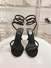 RENÉ CAOVILLA Cleo Snake-print Strass Ankle-wrap Sandals In black Satin Light S heels - 1