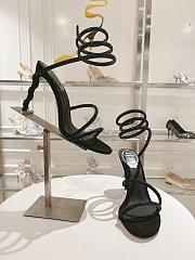 RENÉ CAOVILLA Cleo Snake-print Strass Ankle-wrap Sandals In black Satin Light S heels - 6