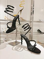 RENÉ CAOVILLA Cleo Snake-print Strass Ankle-wrap Sandals In black Satin Light S heels - 5