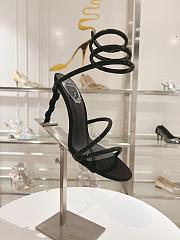 RENÉ CAOVILLA Cleo Snake-print Strass Ankle-wrap Sandals In black Satin Light S heels - 4