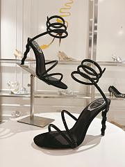 RENÉ CAOVILLA Cleo Snake-print Strass Ankle-wrap Sandals In black Satin Light S heels - 3