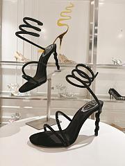 RENÉ CAOVILLA Cleo Snake-print Strass Ankle-wrap Sandals In black Satin Light S heels - 2