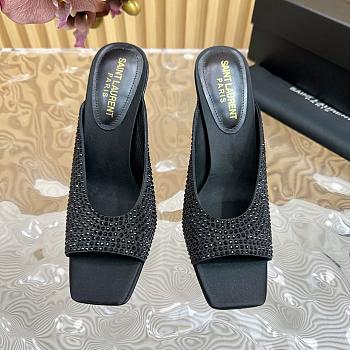 Kitlife YSL SEPT mules in satin crepe and rhinestones Black