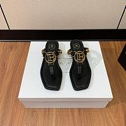 BALMAIN Embellished leather thong sandals black - 1