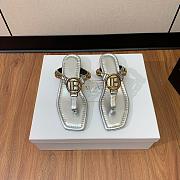BALMAIN Embellished leather thong sandals white - 1