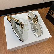 BALMAIN Embellished leather thong sandals white - 6