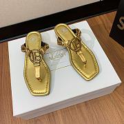 BALMAIN Embellished leather thong sandals gold - 5
