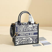 kitlife Small Dior Book Tote Latte Multicolor Dior Zodiac Embroidery and Blue Calfskin bag - 26.5 x 22 x 14 cm - 1