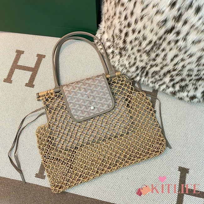 Kitlife Goyard Aligre Bag Raffia Net with Coated Canvas gray - 001180 - 30x34x7 cm - 1