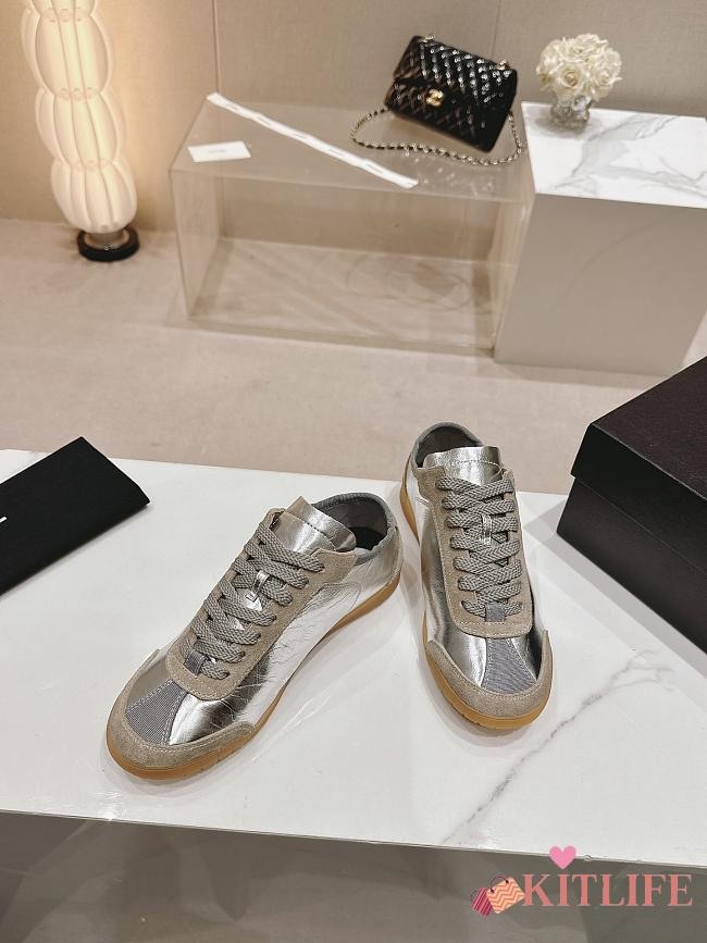 kitlife Chanel trainers Calfskin & Suede Calfskin silver sneaker - 1