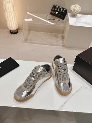 kitlife Chanel trainers Calfskin & Suede Calfskin silver sneaker