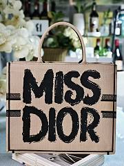 Kitlife Dior Book Tote Beige and Black Miss Dior Graffiti Embroidery llarge bag 42X35X18 cm - 2