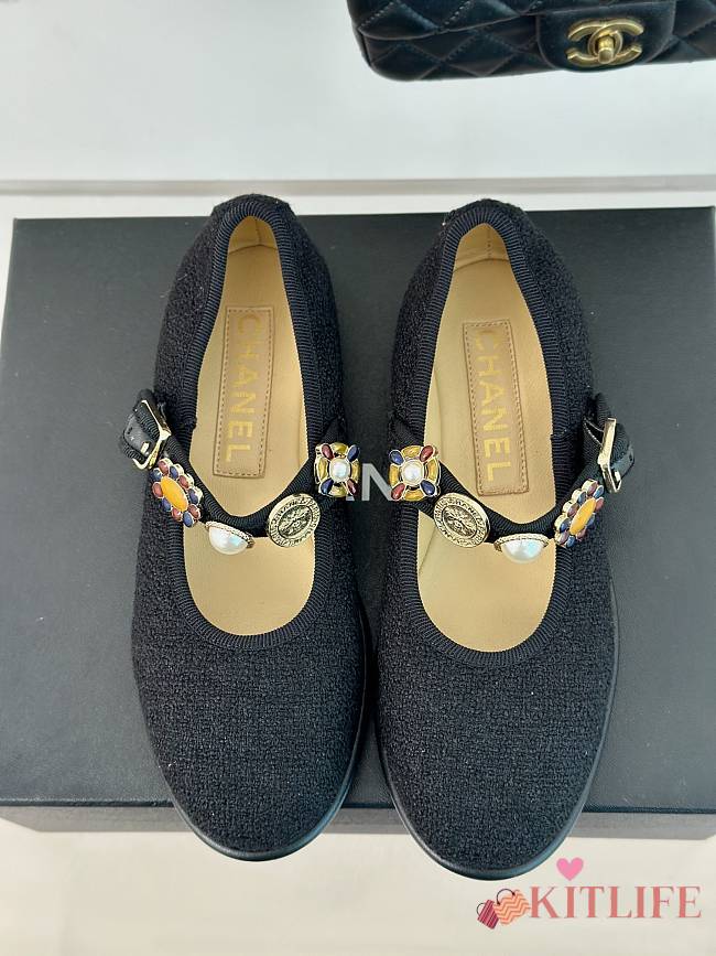 Kitlife Chanel Mary Janes tweed black shoes  - 1