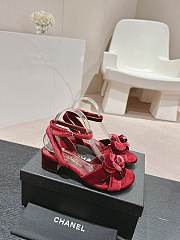 Kitlife Chanel sandlas Velvet Burgundy heels 35mm - 2