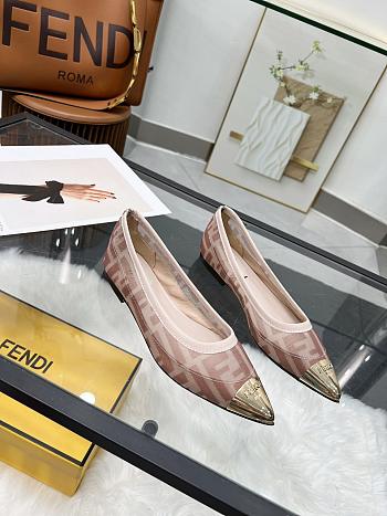 Kitlife Fendi Colibrì Pink leather and FF mesh ballet flats