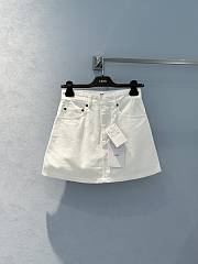 Kitlife Dior Flared Miniskirt White Cotton Denim with Blue Miss Dior Graffiti Motif - 1