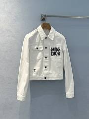 Jacket White Cotton Denim with Blue Miss Dior Graffiti Motif - 1