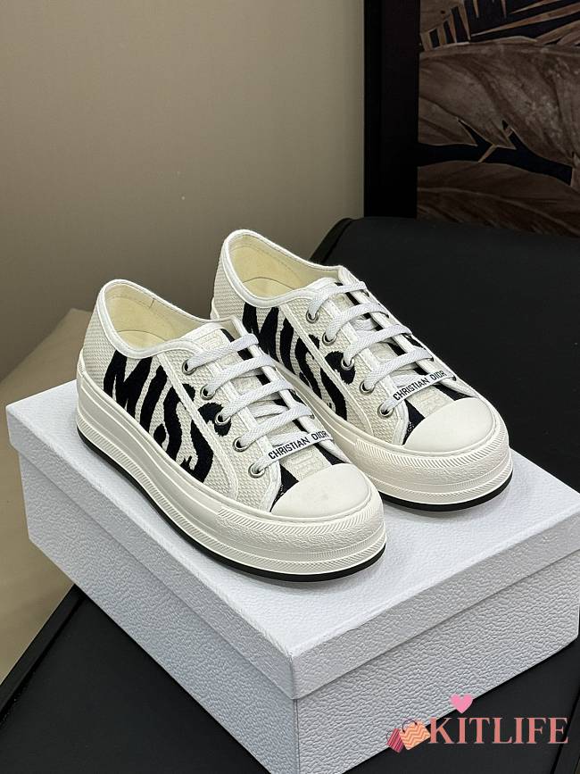 Dior Walk'n'Dior Platform Sneaker White and black Embroidered Cotton - 1