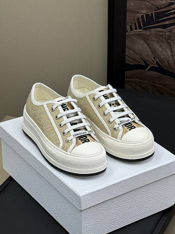 Dior Walk'n'Dior Platform Sneaker Natural Raffia-Effect Cotton Embroidered with Dior Oblique Motif