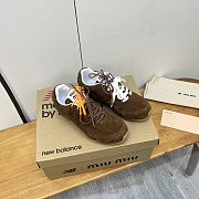 Balance X Miu Miu 530 SL suede and mesh sneakers brown - 2