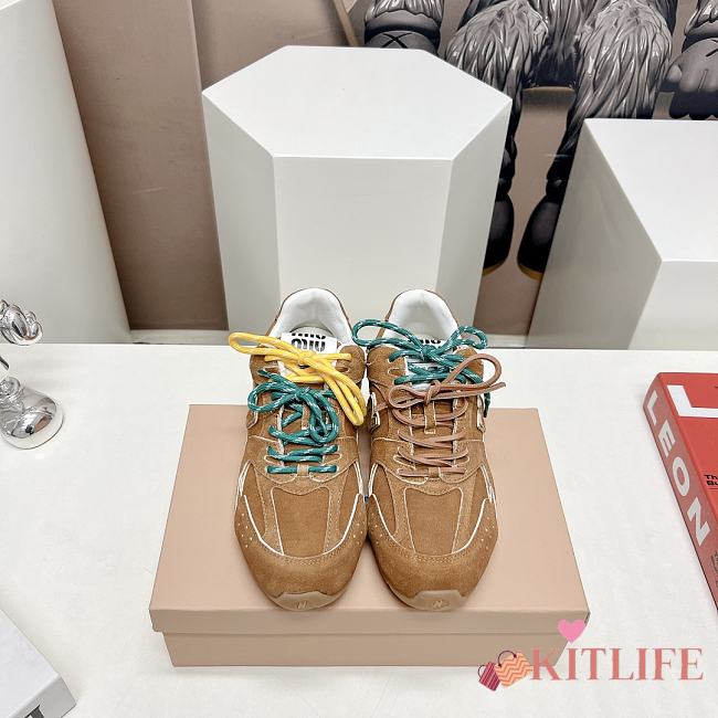 Balance X Miu Miu 530 SL suede and mesh sneakers light brown - 1