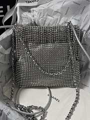 kitlife Chanel evening Bag Strass, Silver-Tone Metal Silver - 15 × 17 × 4 cm - 5