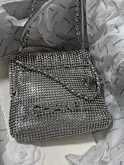 kitlife Chanel evening Bag Strass, Silver-Tone Metal Silver - 15 × 17 × 4 cm - 6