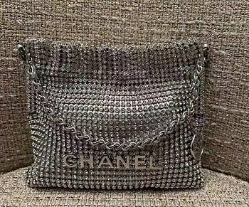 kitlife Chanel evening Bag Strass, Silver-Tone Metal Silver - 15 × 17 × 4 cm