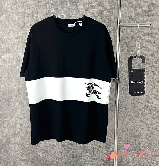Kitlife burberry Stripe Cotton Men T-shirt white&black  - 1