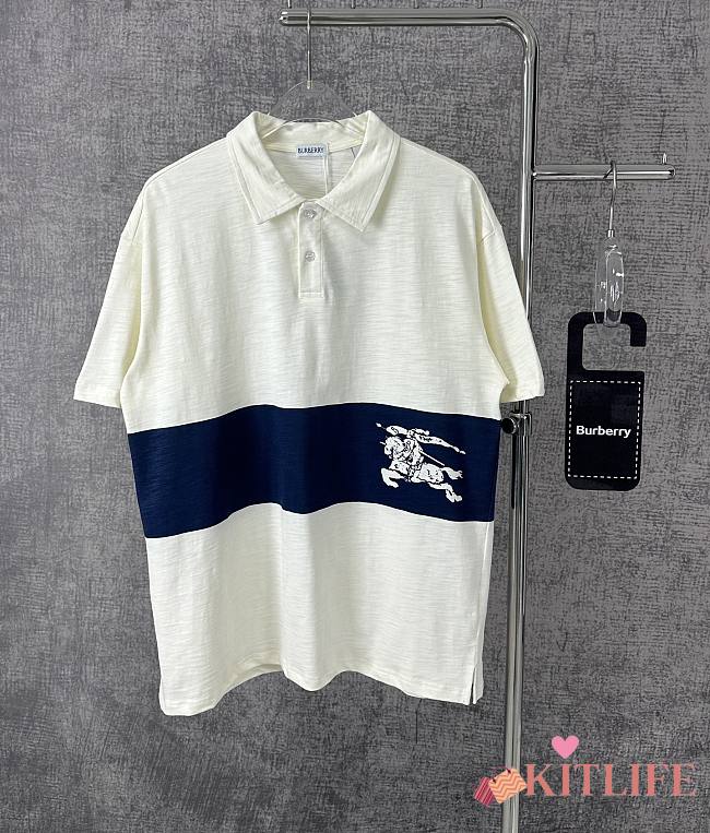 Kitlife burberry Stripe Cotton Men T-shirt white&blue  - 1