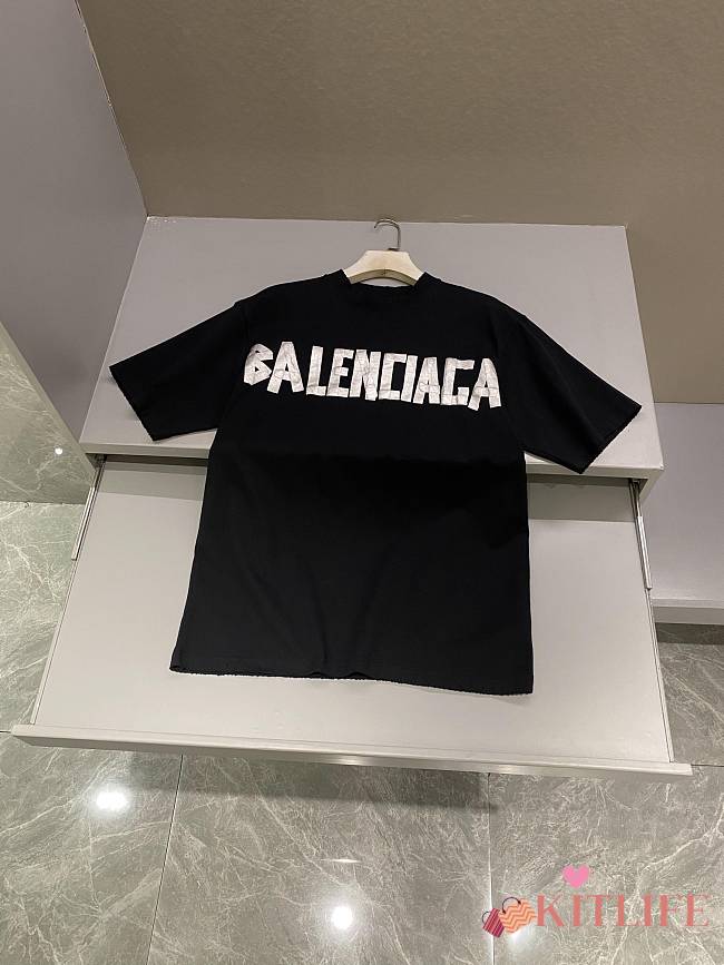 Balenciaga Unisex Men Tape Type Medium-fit T-shirt black - 1