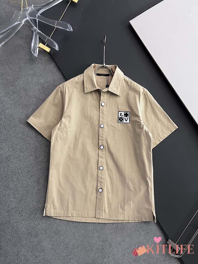 Louis Vuitton × Pharrell Louis Vuitton Embroidered Men Short-Sleeve Shirt brown - 1