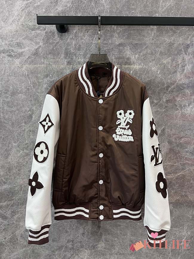 Men Louis Vuitton Embroidered Varsity Jacket brown  - 1