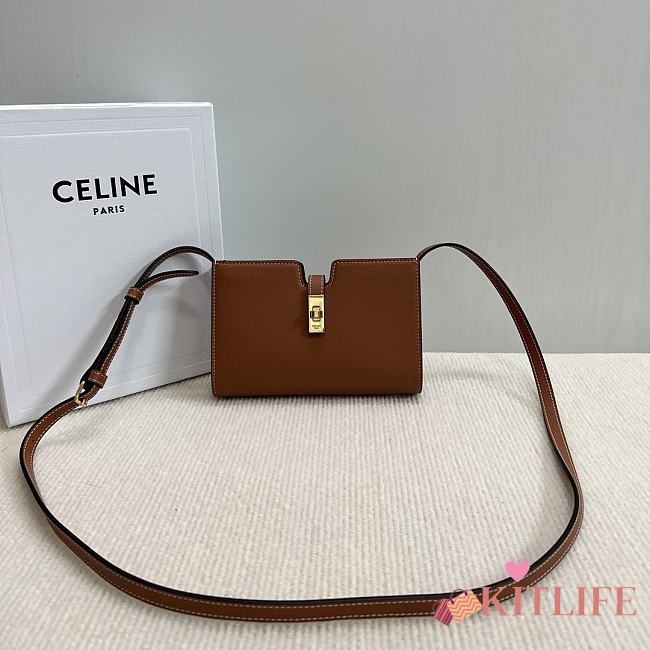 kitlife Celine 16 STRAP POCHETTE in SUPPLE CALFSKIN brown - 18.5 x 12 x 3 cm - 1