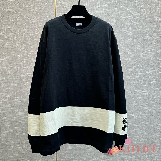 kitlife burberry EKD Stripe Cotton Top sweater men black - 1