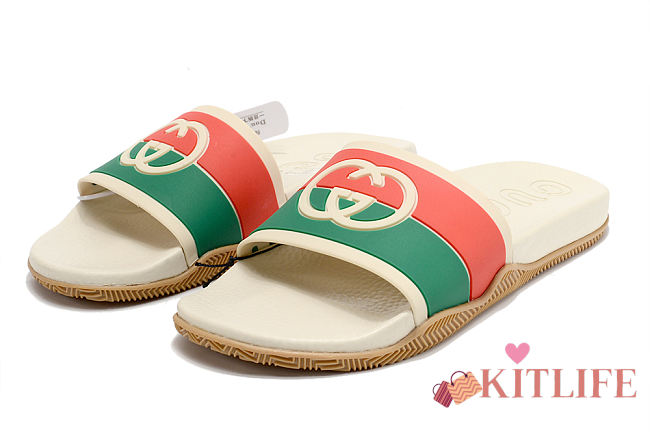 Kitlife Gucci Pursuit GG Logo Slide Sandal beige - FREE GIFT - 1