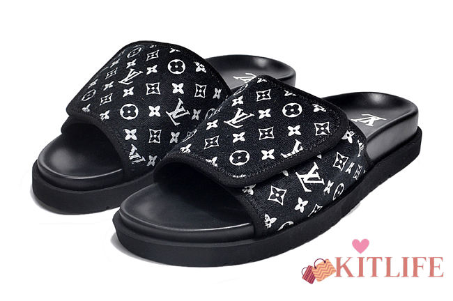 Kitlife Louis Vuitton Miami Mule Sandals Monogram black - FREE GIFT - 1