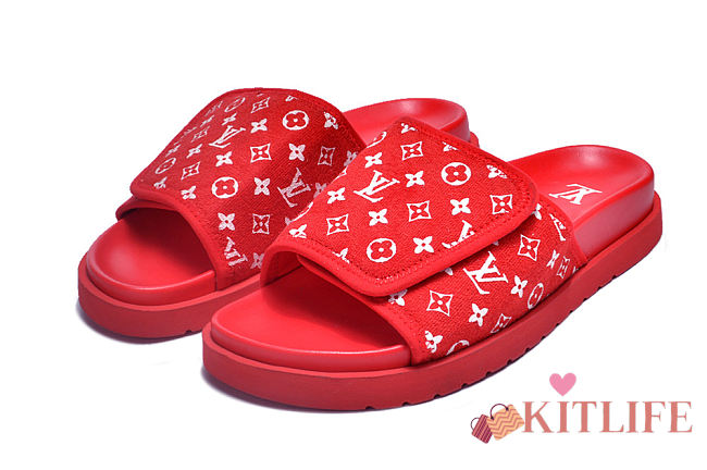 Kitlife Louis Vuitton Miami Mule Sandals Monogram red - FREE GIFT - 1