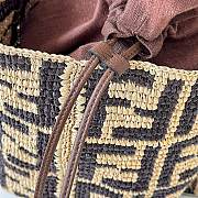 kitlife Fendi Small Roll Brown FF raffia crochet shopper with pouch bag - 23x15x19 cm - 6