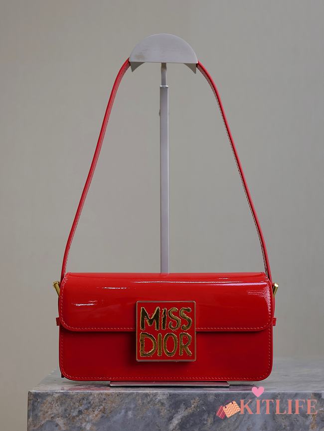 Kitlife Miss Dior Flap Bag Black Patent Calfskin red - 22 x 11 x 6cm - 1