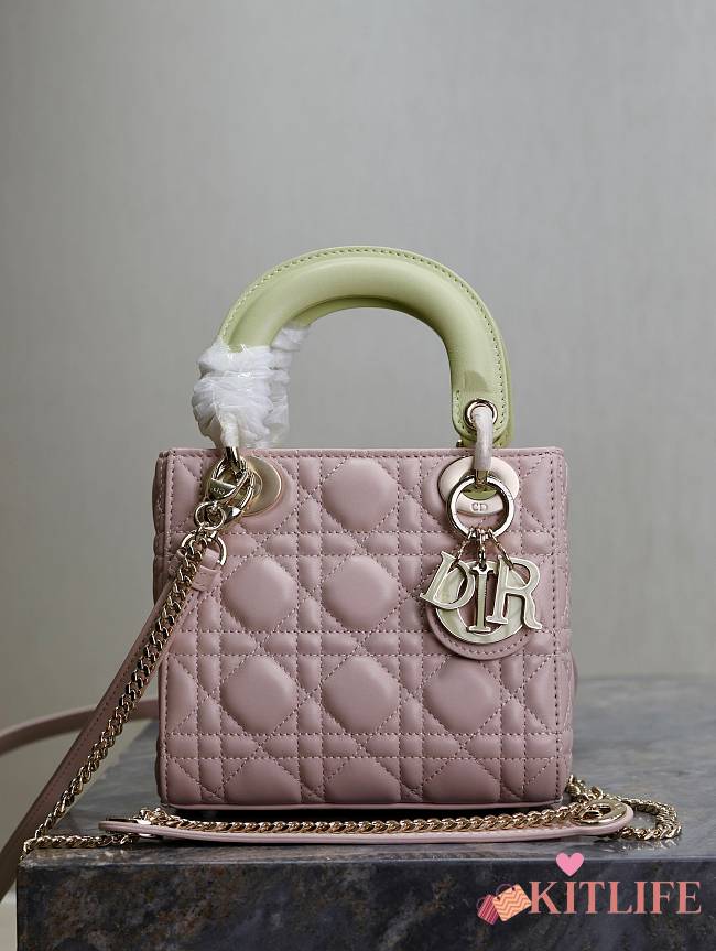 kitlife Mini Lady Dior Bag Two-Tone green and Powder Pink - 17x7x15cm - 1