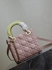 kitlife Mini Lady Dior Bag Two-Tone green and Powder Pink - 17x7x15cm - 2