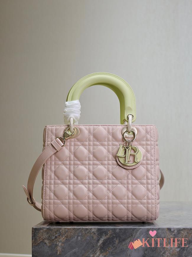 kitlife Lady Dior Bag Two-Tone green and Powder Pink - 24x20x11cm - 1