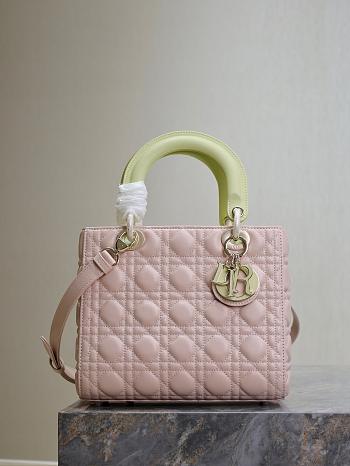 kitlife Lady Dior Bag Two-Tone green and Powder Pink - 24x20x11cm