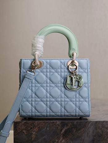 kitlife Mini Lady Dior Bag Two-Tone green and Powder blue - 17x7x15cm