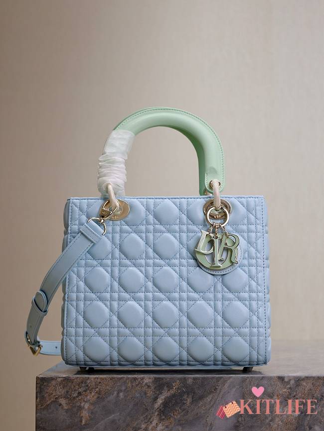 kitlife Lady Dior Bag Two-Tone green and Powder blue - 24×20×11 cm - 1