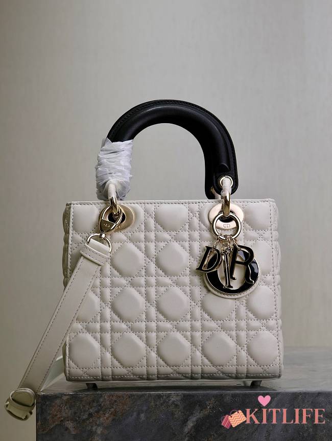 kitlife Lady Dior Bag Two-Tone black and Powder white - 20cm - 1