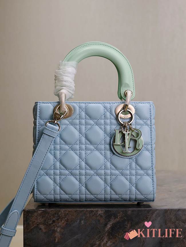 kitlife Lady Dior Bag Two-Tone green and Powder blue - 20cm - 1