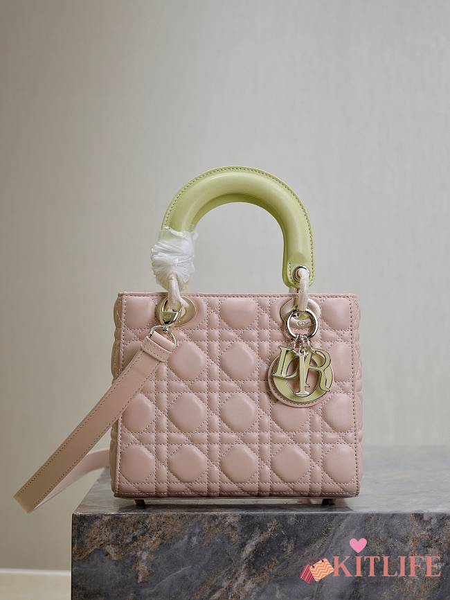 kitlife Lady Dior Bag Two-Tone green and Powder Pink - 20cm - 1