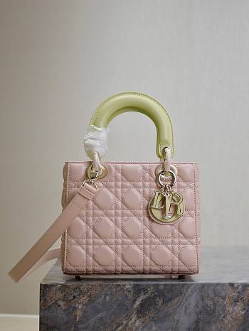 kitlife Lady Dior Bag Two-Tone green and Powder Pink - 20cm